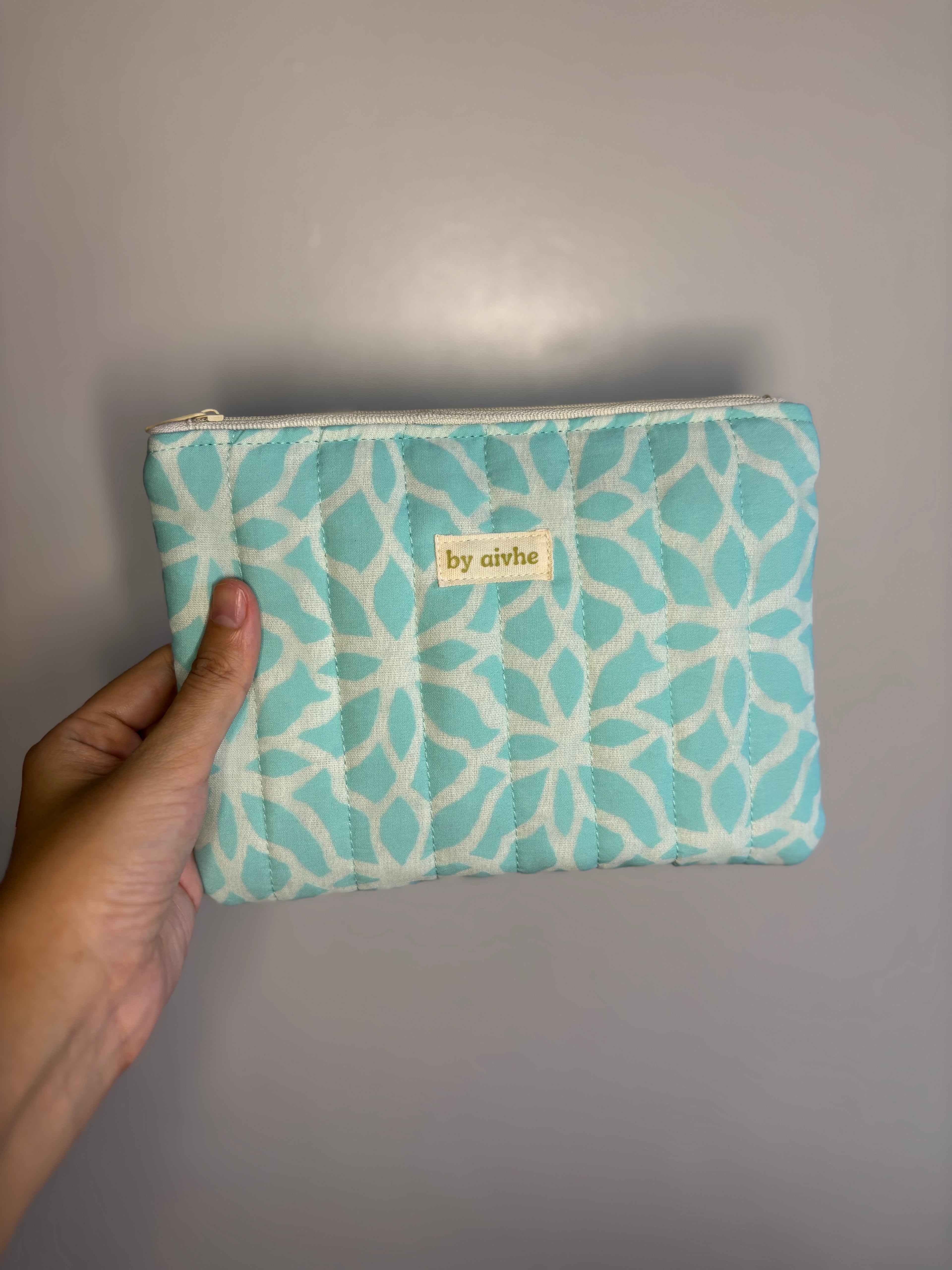 Mint Blue Small Quilted Pouch