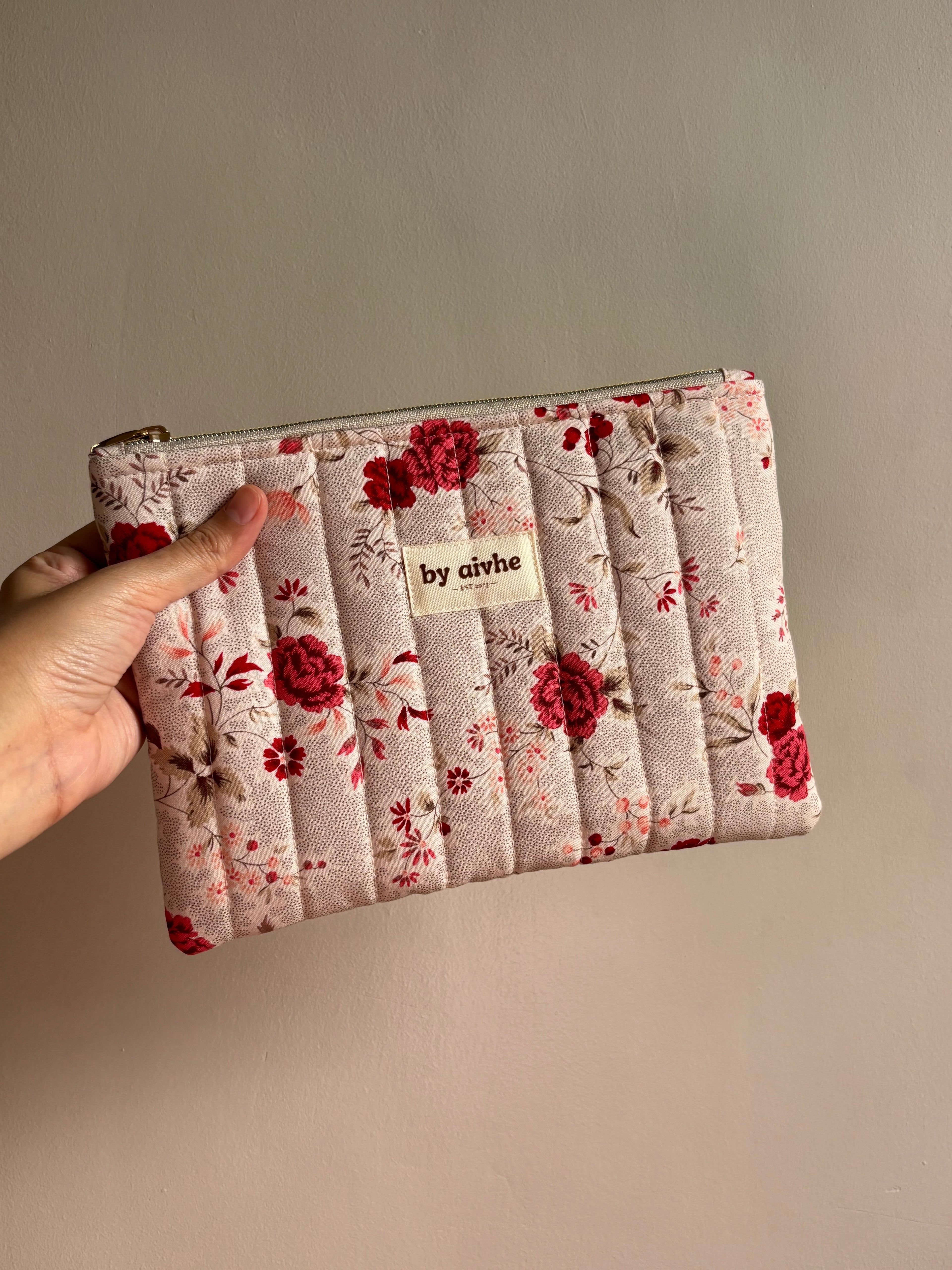 Floral Feb Medium Quilted Pouch