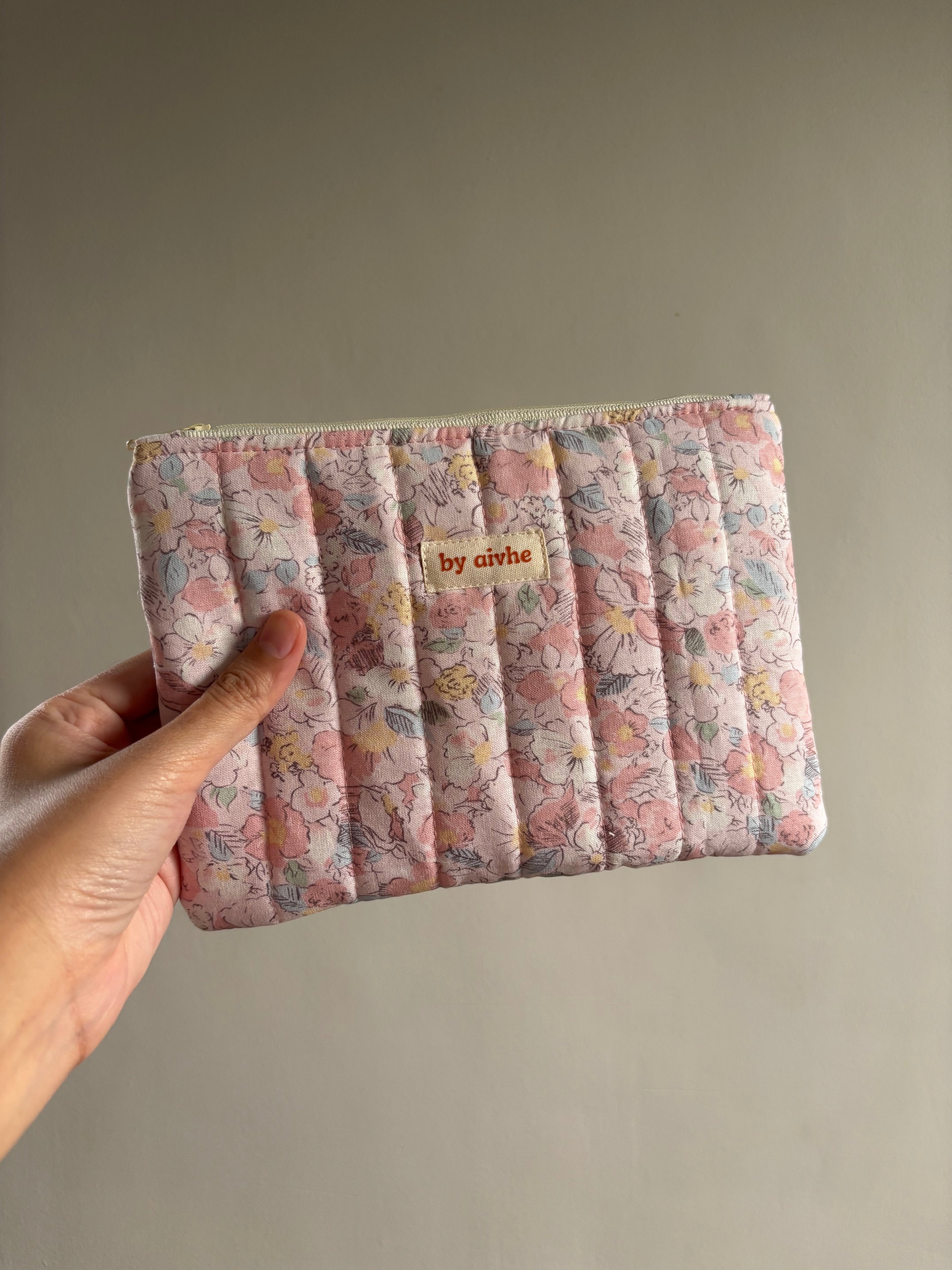Blush Petals Small Quilted Pouch