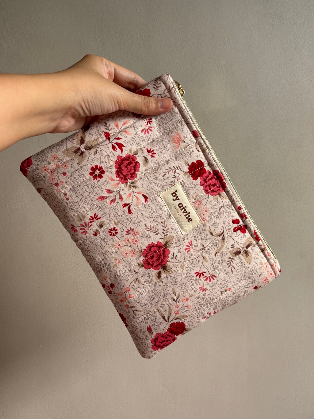 Floral Feb Medium Quilted Pouch